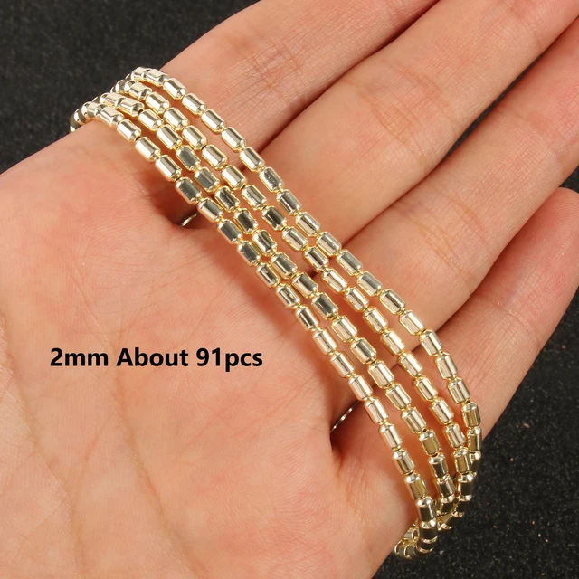 Natürliche Matte 9k Gold Überzogene Hämatit Stein Unregelmäßige Herz Stern Runde Lose Spacer Perlen für Schmuck Machen DIY Armband 15'' – Detail 6