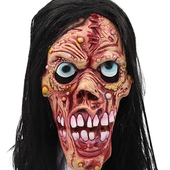 

Molezu Gruesome Ghost Ghoul Latex Horror Mask with Wigs Halloween Costume Wicked Devil Scary Mask