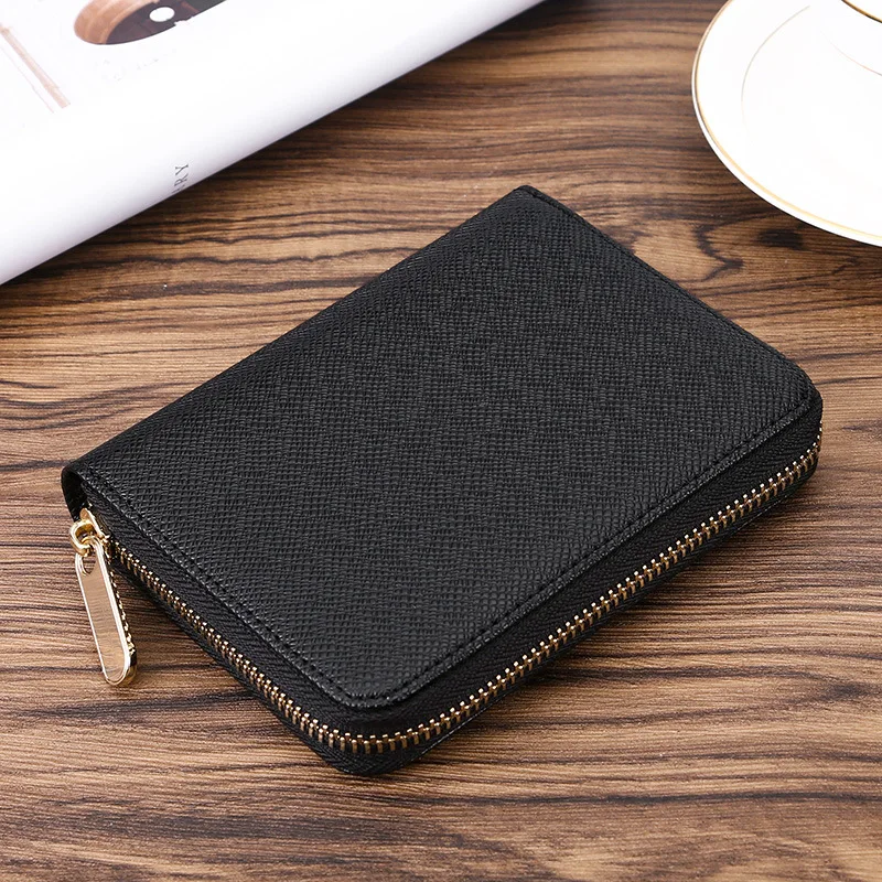 Multi Function Clip Case, Large Capacity Zipper, Hand Holding Certificate, Zero Wallet - Color: Black