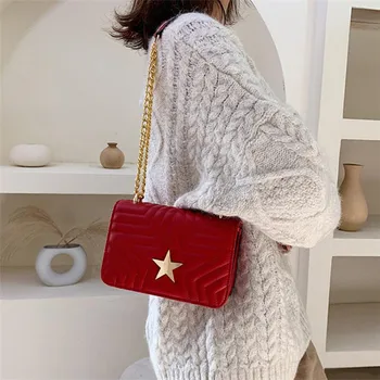

The new Korean version of the chain bag versatile shoulder bag fashion messenger bag simple small square bag texture handbag