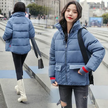 

2019 Winter Parker Women Short Down Jacket Hooded Student Outerwear Female Zipper Thicken Warm Slim Cotton Coat Veste Femme