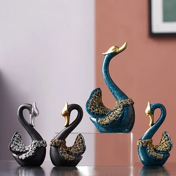 

Resin Swan Statue Home Decor Modern Sculpture Living Room decoration accessories Office Desk Decoration Christmas Wedding Gifts