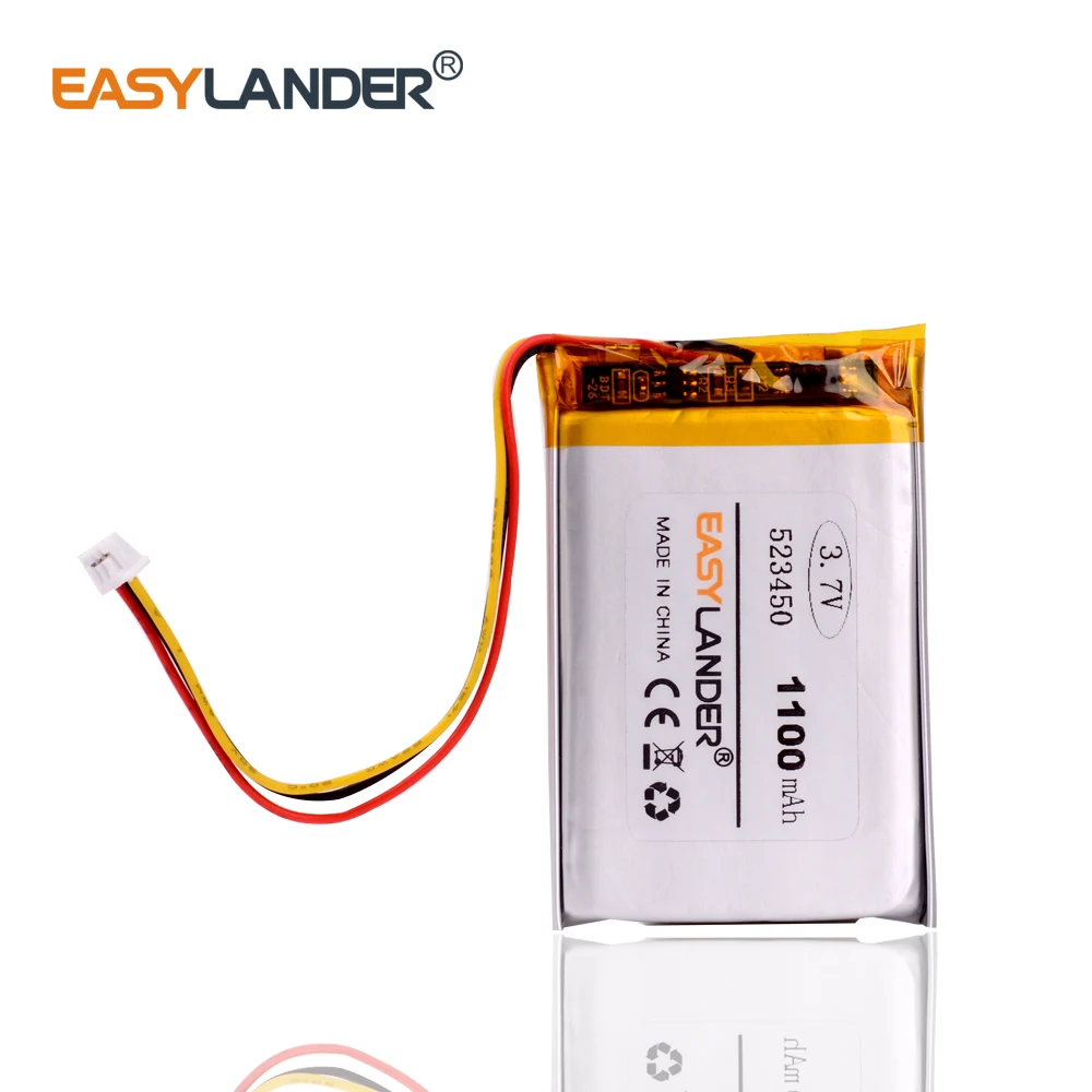 3 потока 523450 3,7 V, 1100 mAH, PLIB; полимерный литий-ионный/литий-ионный аккумулятор для gps, mp3, mp4, mp5, dvd, bluetooth, модельных игрушек