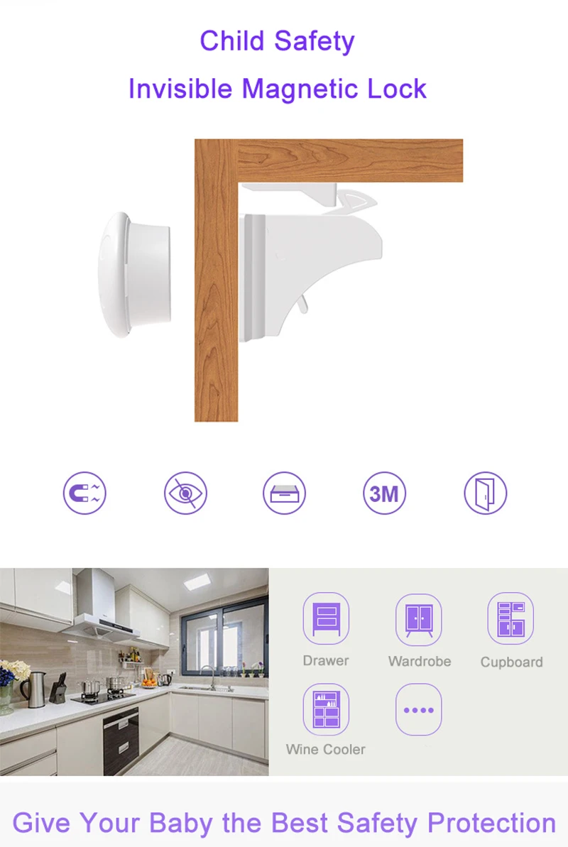 12 шт. Магнитные Детские замки безопасности для детей, шкафчик для безопасности, дверной замок, невидимый замок для детей, детская