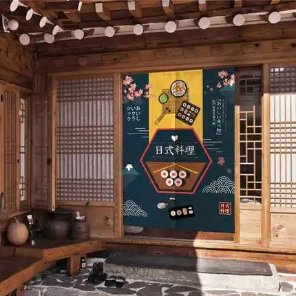 Японский стиль декоративная занавеска на дверь ткань домашние экраны полка для ванной комнаты суши кухня ресторан магазин Настенные шторы
