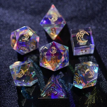 

Magic Crystal Game Dice 100% Handmade Moon Totem Multi Faceted Mirror Gem Dice Artwork Exquisite Board Game Number Dice Set