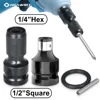Universal Adaptive Wrench Adapter Socket Ratchet Torque Wrench Adapter 1/2 Inch Square to 1/4 Inch Hex Ratchet Socket Converter 1