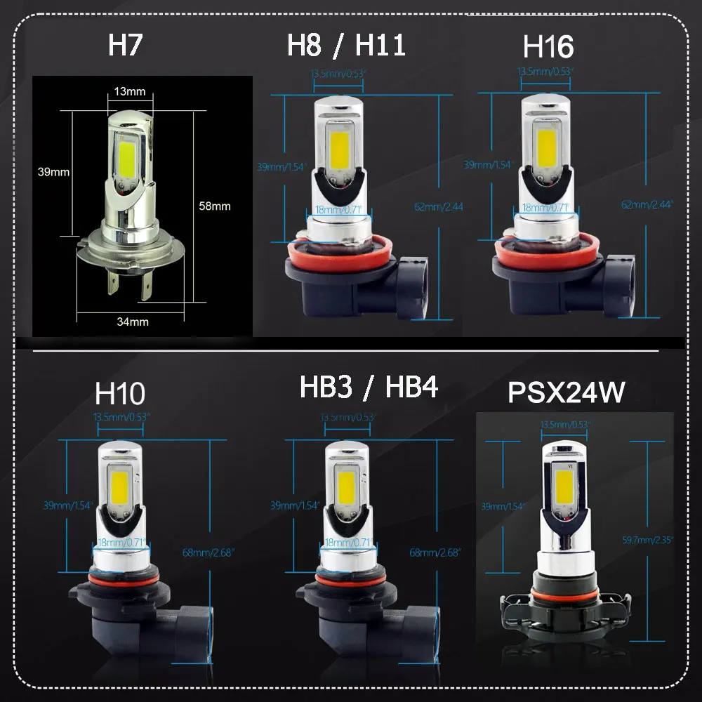 2xExtremely яркий H8 H11 H10 9145 HB3 9005 HB4 9006 H16 PSX24W 2504 H7 светодиодный туман светильник Лампа 6000k белый/3000 К золотисто-желтый