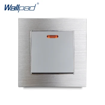 

Silver 45A Cooker Switch Wallpad Luxury Wall Light Switch Aluminium Metal Panel 45A Air Condition Rocker Switches with LED
