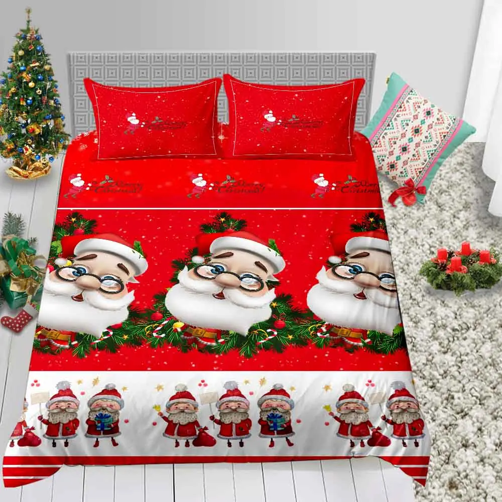 Высококачественный Рождественский комплект белья, подарок на игрушка для младенцев, один двойной размер King с Санта Клаусом покрывало для кровати
