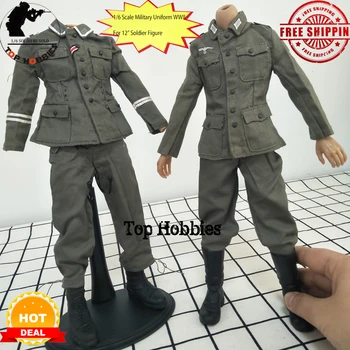 

1/6 Scale WWII M43 Military Uniform German Defense Coat General Combat Pants Boots Suit Fit 12"Action Figure Male Body Doll Toy