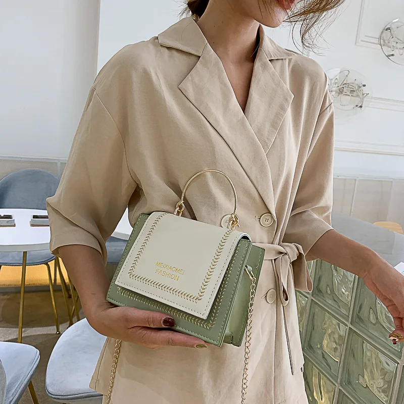 

France Non-mainstream Bag Women's 2019 New Style Fashion High Grade Sense Western Style One-Shoulder Oblique Hand Chain Square S