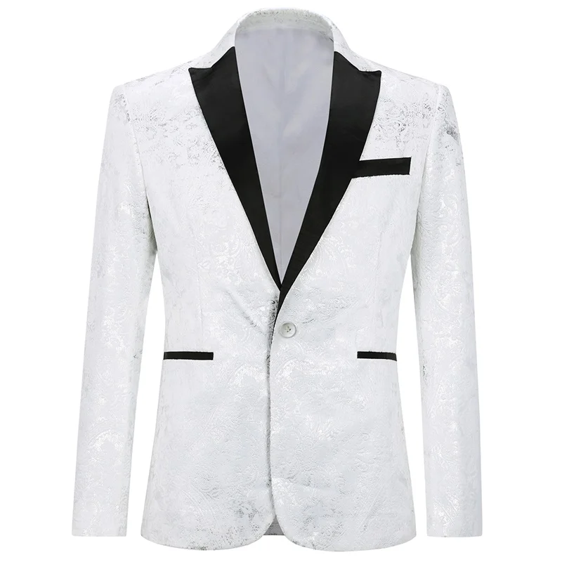 YUNCLOS 2019 White 2 Pcs Men Suits Slim Fit Business Banquet Tuexdo Wedding Suit For Men Closure Collar Tern Masculino