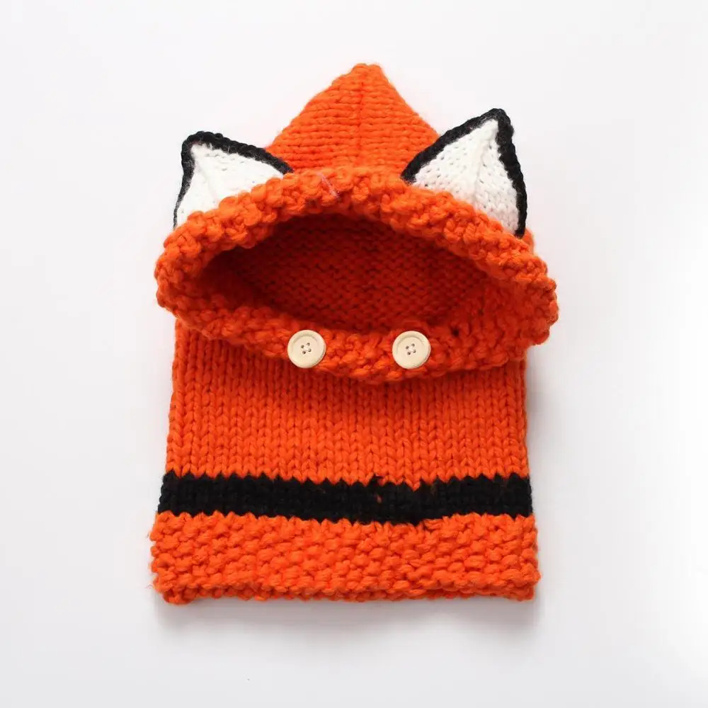 Горячая 3d шапка для животного с ушками вязаная шапка s лиса головной убор зимние шляпы для мальчиков и девочек детский теплый вязаный шарф с капюшоном шапка - Цвет: 7