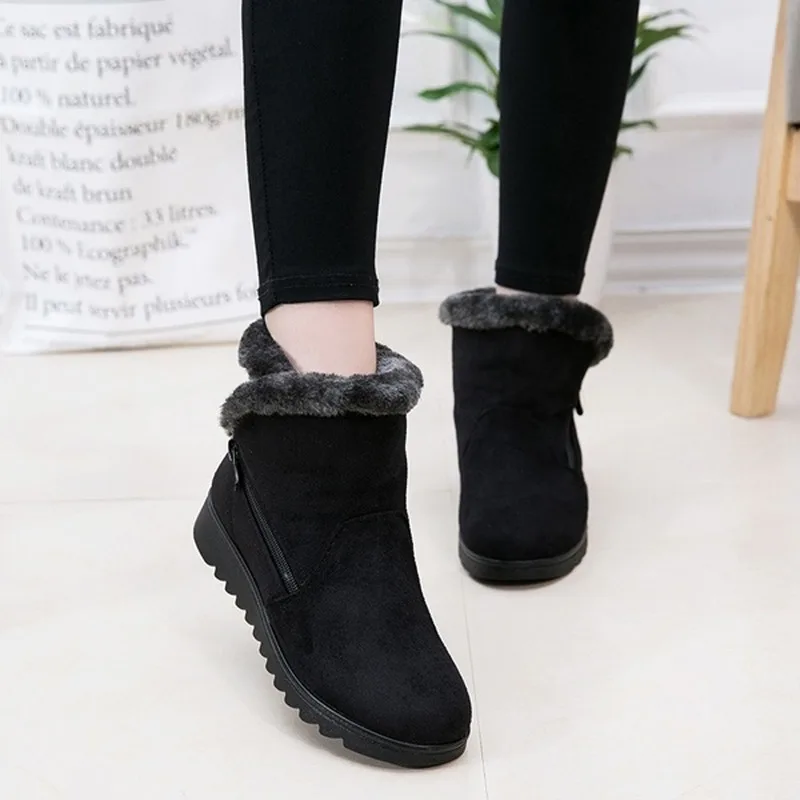 2020 zapatos de mujer, botas de invierno para la nieve, botines cálidos con plataforma, botas de goma para mujer, calzado de invierno para la nieve, zapatos de tacón bajo para mujer