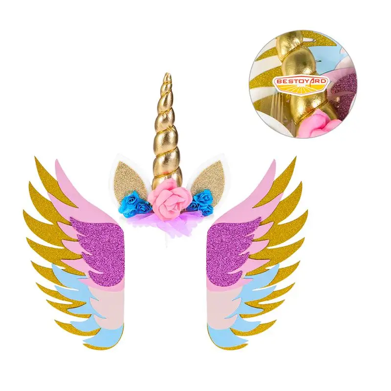 cake toppers 3 pcs paper cake toppers unicorn glitter