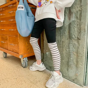 

Girls fall 2020 Slim leggings big virgin striped trousers children casual trousers