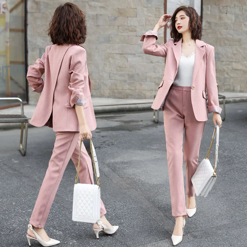 

Small Suit Set Female Pink 2019 Autumn New Style Korean-style Elegant Graceful Suit Two-Piece Set