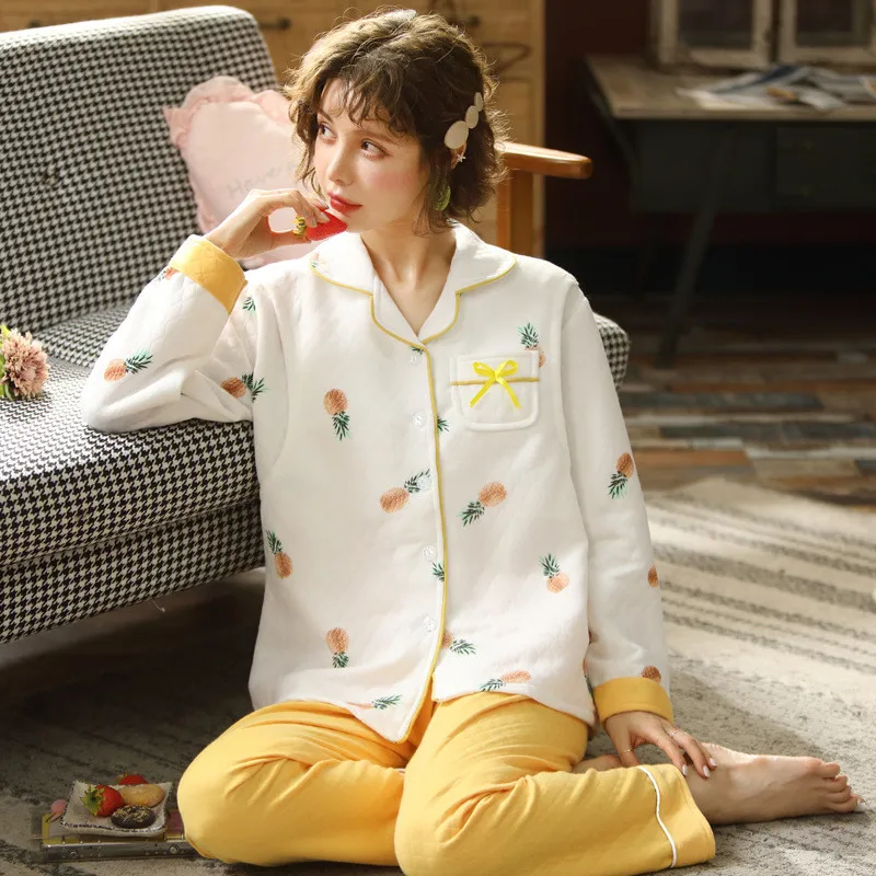 Kupokasi Women 2 Pieces Pajamas Set Cotton Cute Plus Printing Soft Breastfeeding Long Sleeve Spring Autumn Animal Sleepwear
