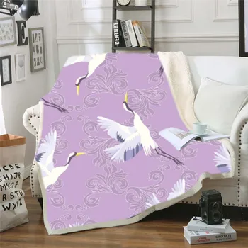 

Red-crowned Crane Funny Character Blanket 3D Print Sherpa Blanket on Bed Home Textiles Dreamlike Style 10