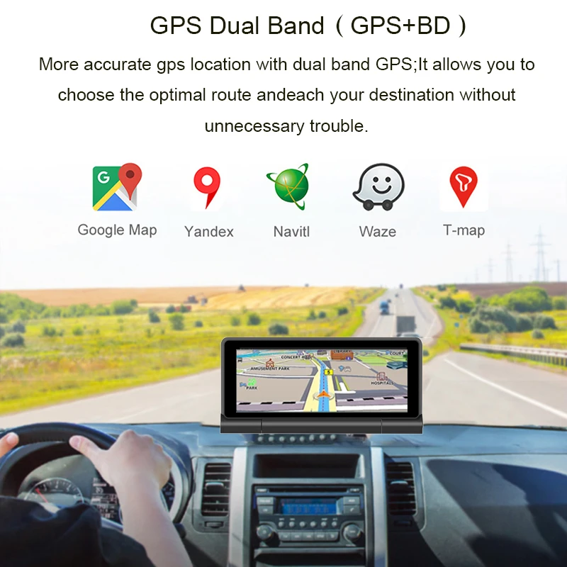 Anfilite 4G 6,86 ''Автомобильный gps навигатор ADAS Bluetooth Android 5,1 автомобильный навигатор с двумя камерами FHD 1080p черный ящик