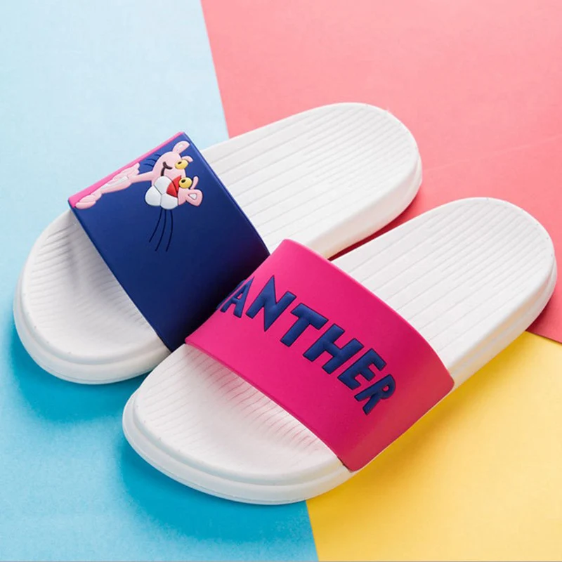 

Women Slippers Cute Fashion Cartoon Pink Leopard Non-Slip Slides Home Bathroom Ladies Slipper Beach Casual Shoes Sandals NSE7045