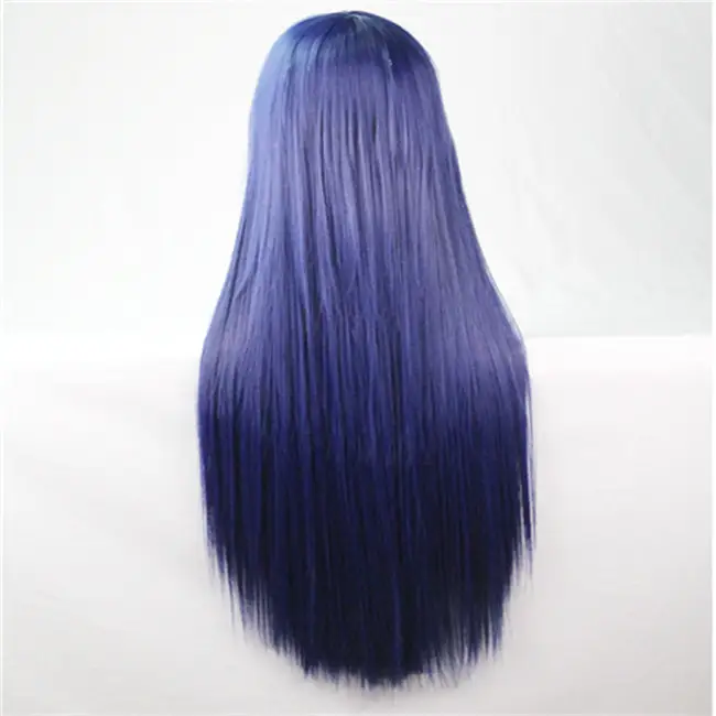 Synthetic Hair Wigs For Women Cosplay Wig 80 cm Straight Long Light Purple Wig With Bangs Pink Red Blue Blonde Brown Black Green - Image 15