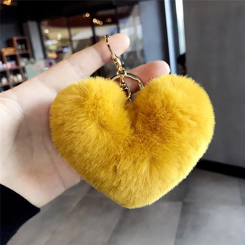 Girl Keychains Ornament Toy Baby Boys Girls Love Heart Stuffed Plush Soft Toys Plush Ball Metal