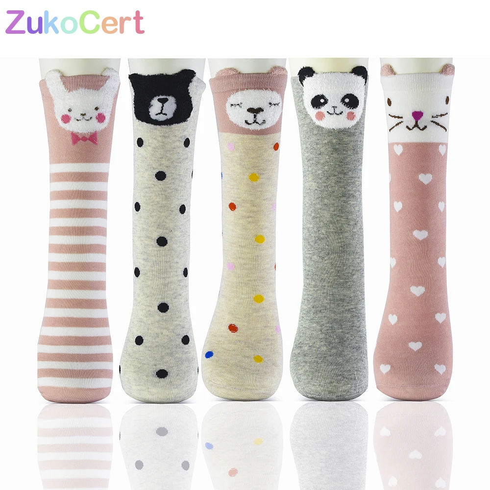 ZukoCert/5 пара/лот милые Мультяшные чулки для девочек креативные детские колготки