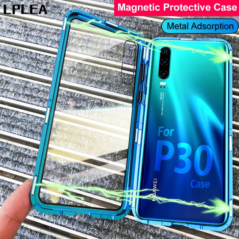 Магнитный адсорбционный металлический чехол для huawei P30 Pro P20 Lite P Smart, Задняя стеклянная крышка для mate 10 Lite 20 Pro Honor 10 Lite