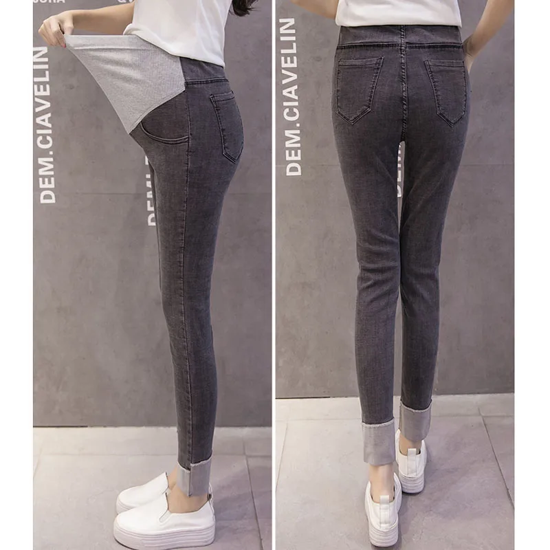 Облегающие джинсы-стрейч для беременных, одежда для кормящих, лосины, Леггинсы для беременных, брюки для беременных, джинсы для беременных - Цвет: Черный
