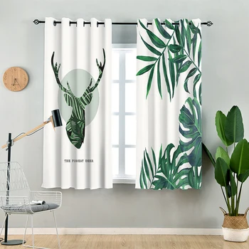 

Blackout Blinds Curtain Plant Green Curtains For Bedroom Living Room Customize Deer Window Treatment Rideau cortinas Gordijnen