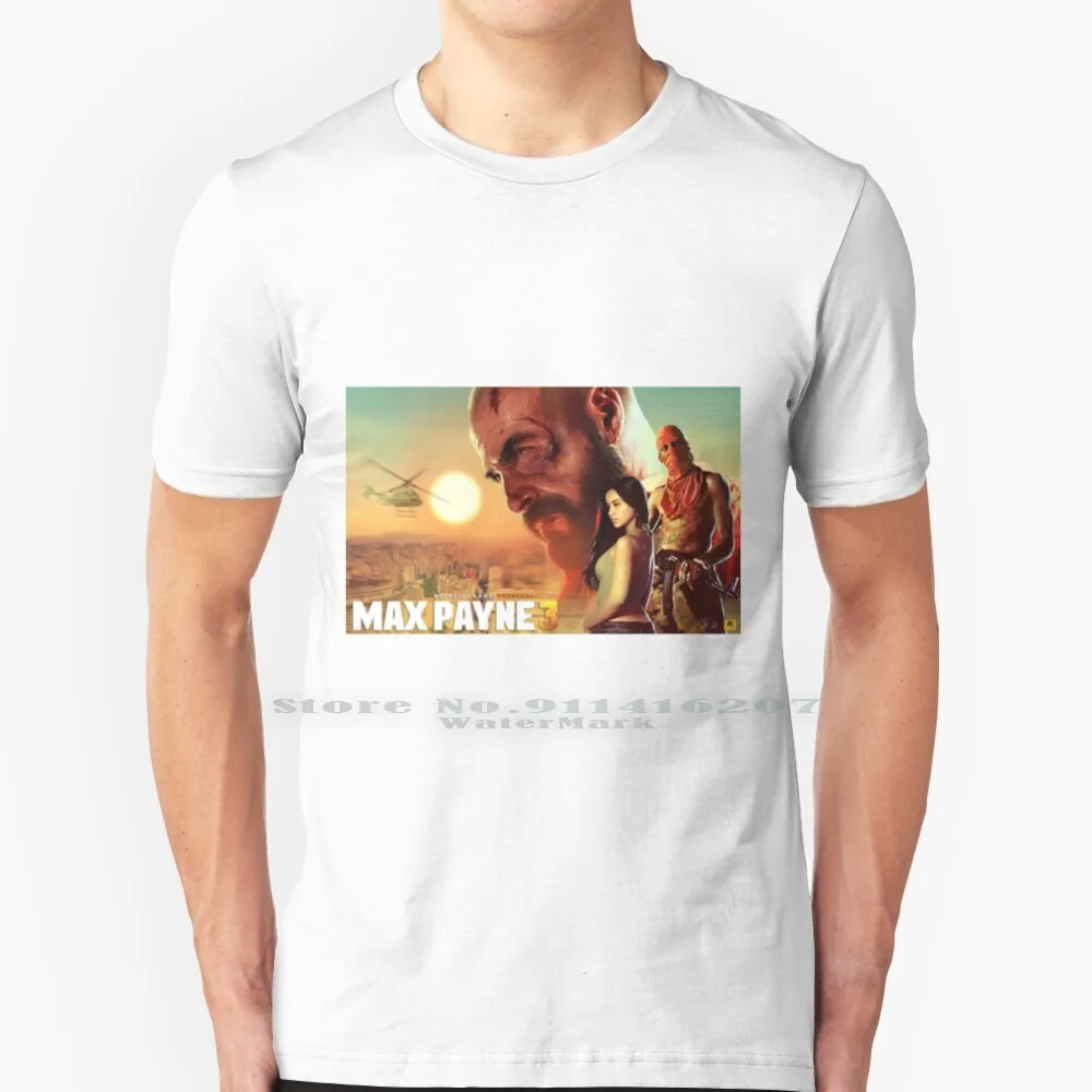 Max Payne 3 Game Cover T Shirt 100% Puro Cotone Max Payne Gaming Games Videogioco Max Payne 3 Game Action Game Shooter Game