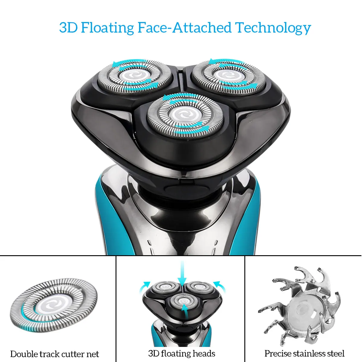 3D плавающая электробритва, 3 лезвия, быстрая зарядка, триммер для бороды, беспроводная, USB, перезаряжаемая, роторная бритва для бритья, для мужчин, уход за лицом 31