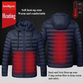 

Camping Men Down Jacket Winter Heated Jacket Thermal Clothing Coat Electric Heating Vest Long Sleeve USB Infrared Overcoat Tops