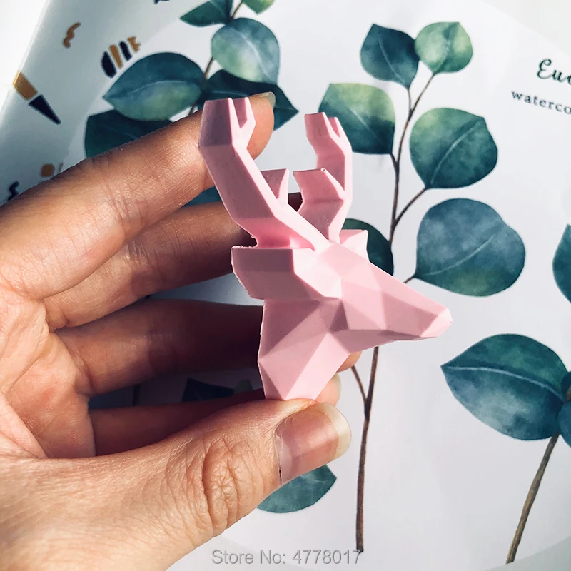 Skup Geometryczne deer head projekt formy do betonu diy szczęście łosia mydło polimeru gliny formy silikonowe formy do gipsu zapach tynk samochodu craft