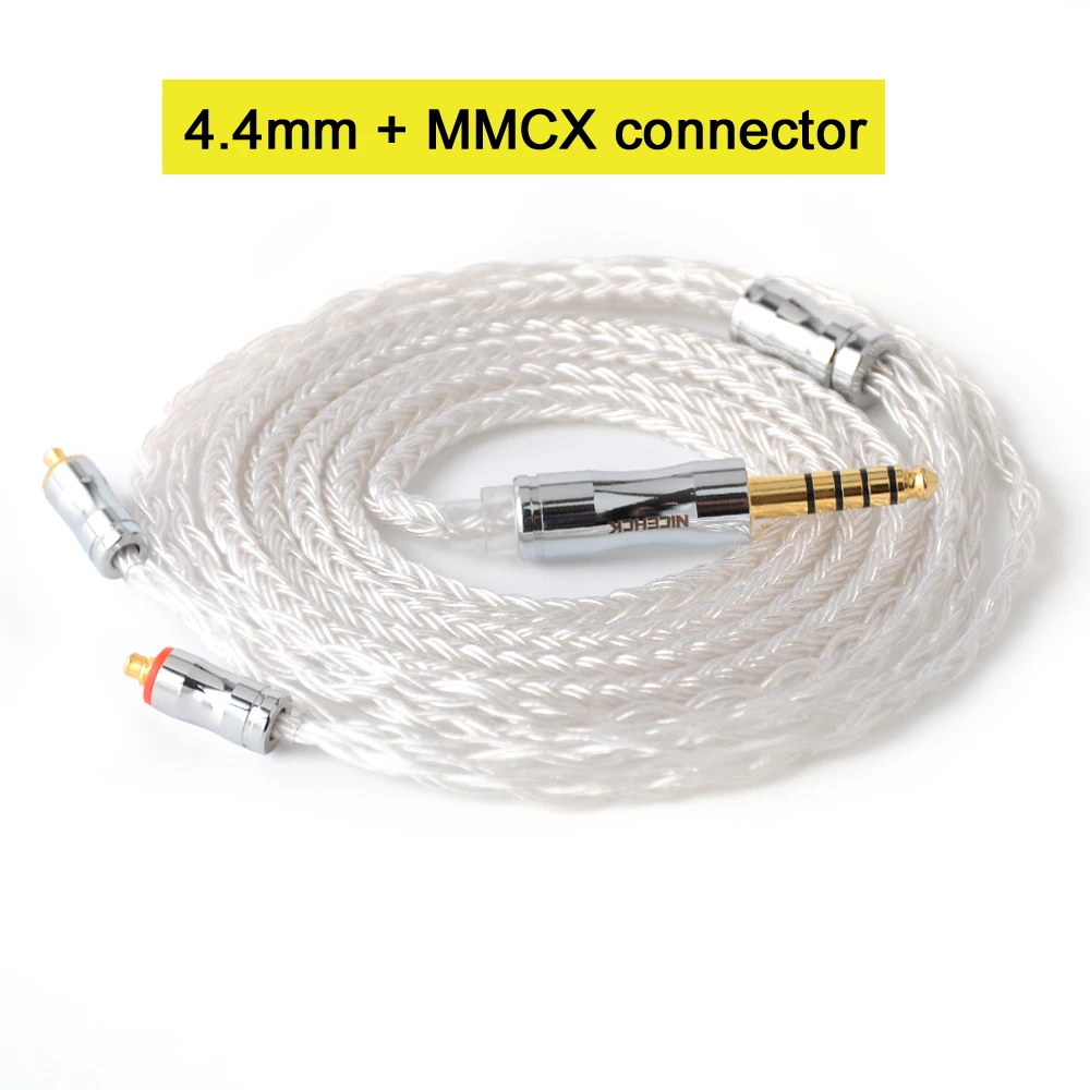 NICEHCK C16-1 16 Core посеребренный кабель 3,5/2,5/4,4 мм разъем MMCX/2Pin/QDC/NX7 для CCAKZ ZSX C12 TRNV90 TFZ QDC DB3 NX7 PRO BL03 - Цвет: 4.4mm With MMCX