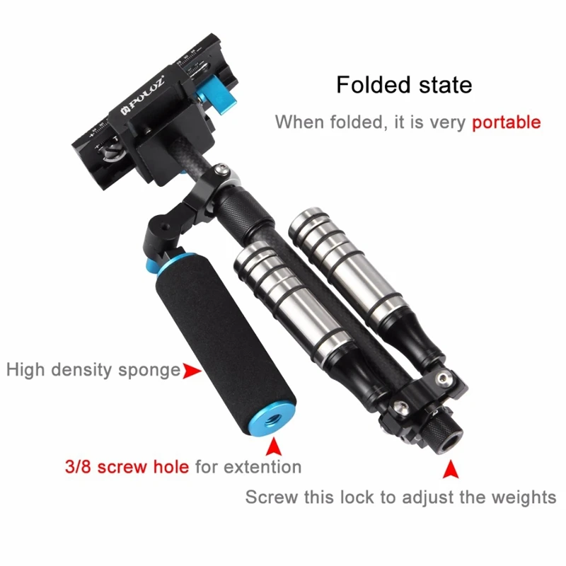 PULUZ P40T Ручной Стабилизатор из углеродного волокна Steadicam для цифровых и видеокамер