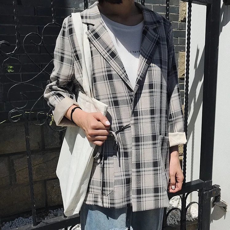 

2018 New Style Current Recommendation Retro Pattern Lace-up Texture Suit 2-Color 1310