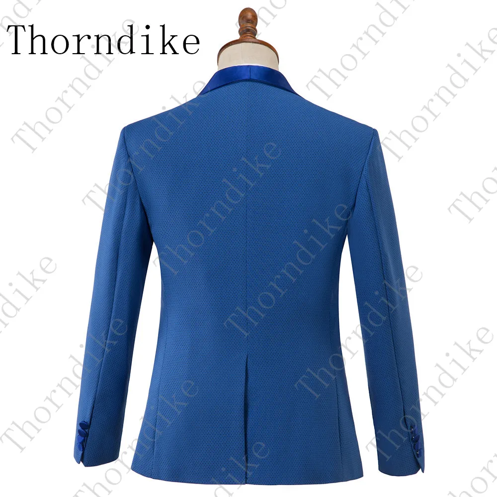 Thorndike мужской пиджак в повседневном стиле точка волны принт гибискуса костюм куртка тонкий блейзеры Бизнес Свадьба Вечеринка сценический для певца костюм пальто