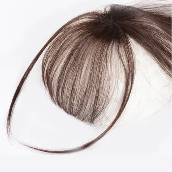 Allaosify Synthetic Long Straight Hair Air Bangs Black Hairpin Bangs High Temperature Hair Topper with Bangs Clip In Extensions 2