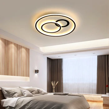

white black modern LED ceiling lights for bedroom study room dimmable with remote control AC85-260V indoor lighting fixtures