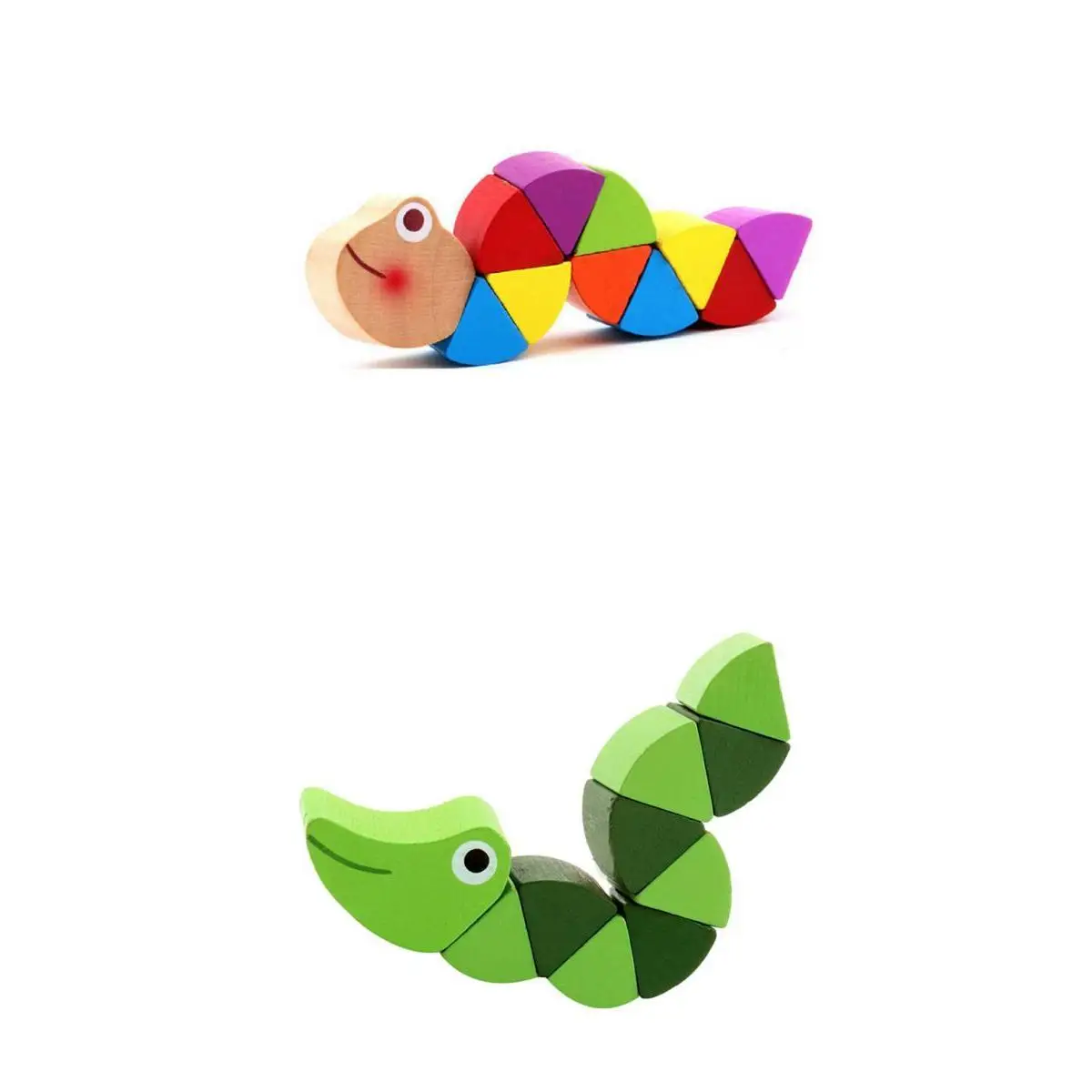 2 Piece Wooden Animal Toy Set, Cute Colorful Caterpillar Alligator Model Toy, Kids Baby Birthday Gift