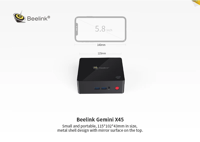 Beelink GeminiX55 Мини ПК IntelJ5005 64 бит 8GBDDR4 128 ГБ/256 ГБ Bluetooth 4,0 телеприставка mSATASSD USB3.0 LAN1000M Windows мини ПК