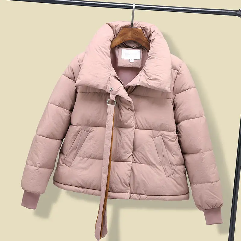 Короткое пуховое хлопковое пальто женская одежда свободная Зимняя Куртка парка теплые утепленные женские пальто Студенческая негабаритная куртка с подкладкой q92
