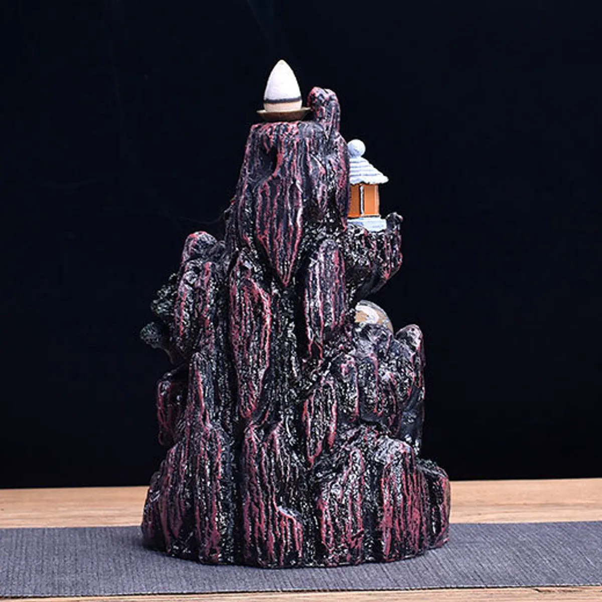 LED Waterfall Backflow Resin Incense Burner Glowing Ball Home Incense Holder Table Ornament