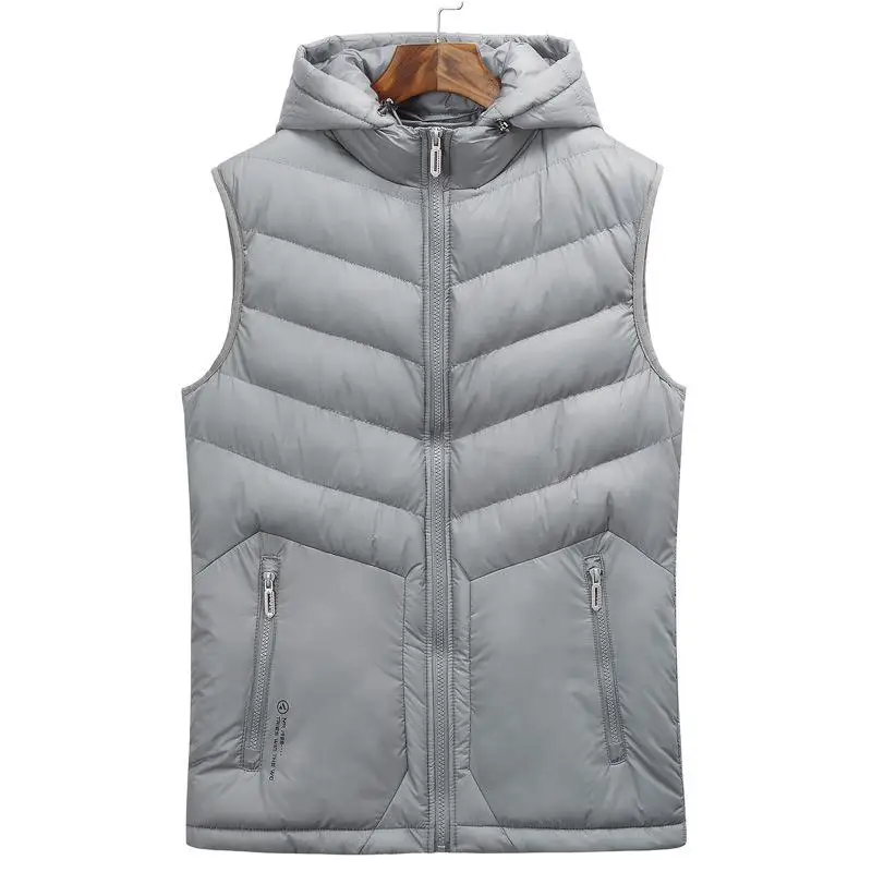 Новое поступление, Модный осенне-зимний большой мужской свободный хлопковый жилет, легкий тонкий теплый жилет, пальто, размер XL2XL3XL4XL-8XL - Цвет: gray