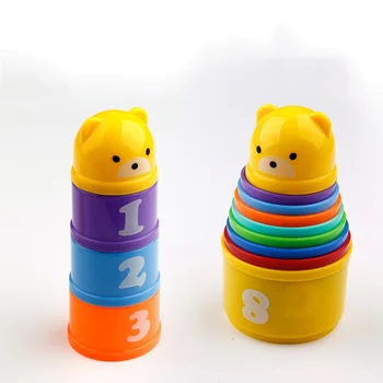 

8PCS Educational Baby Toys 6 Month+ Figures Letters Foldind Stack Cup Tower Children Early Intelligence