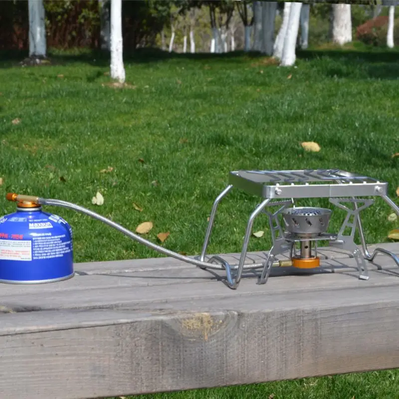 Windproof Portable Backpacking Stove with Piezo Ignition 3500W Strong Firepower Lightweight Outdoor Camping Stove Propane Butane