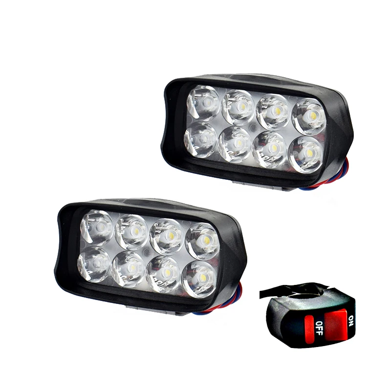 Мотоциклетные рабочие огни led12w противотуманные точечные фары 6000k белые мотоциклетные фары внедорожные Тракторные лодочные фары Водонепроницаемые - Цвет: 2pcs-1switch